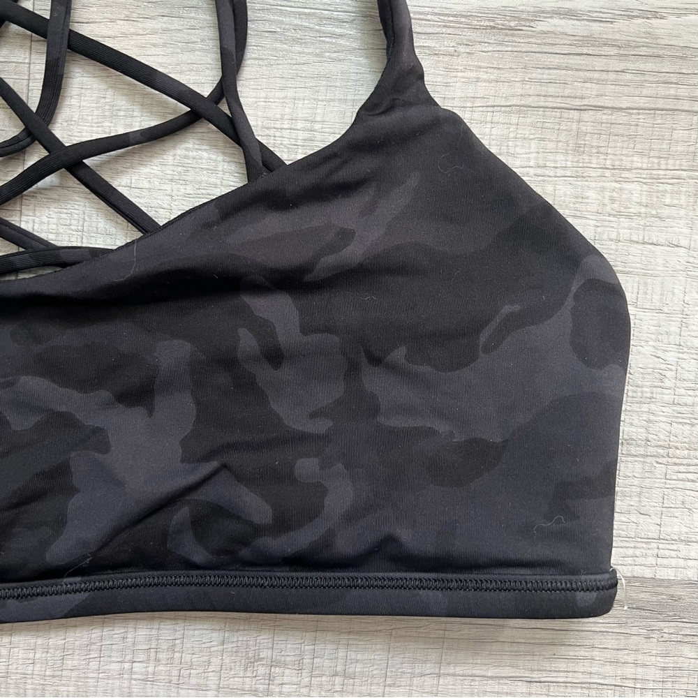 LULULEMON Free To Be Bra Wild Incognito Camo Multi Black Grey Size 10 - Picture 7 of 13